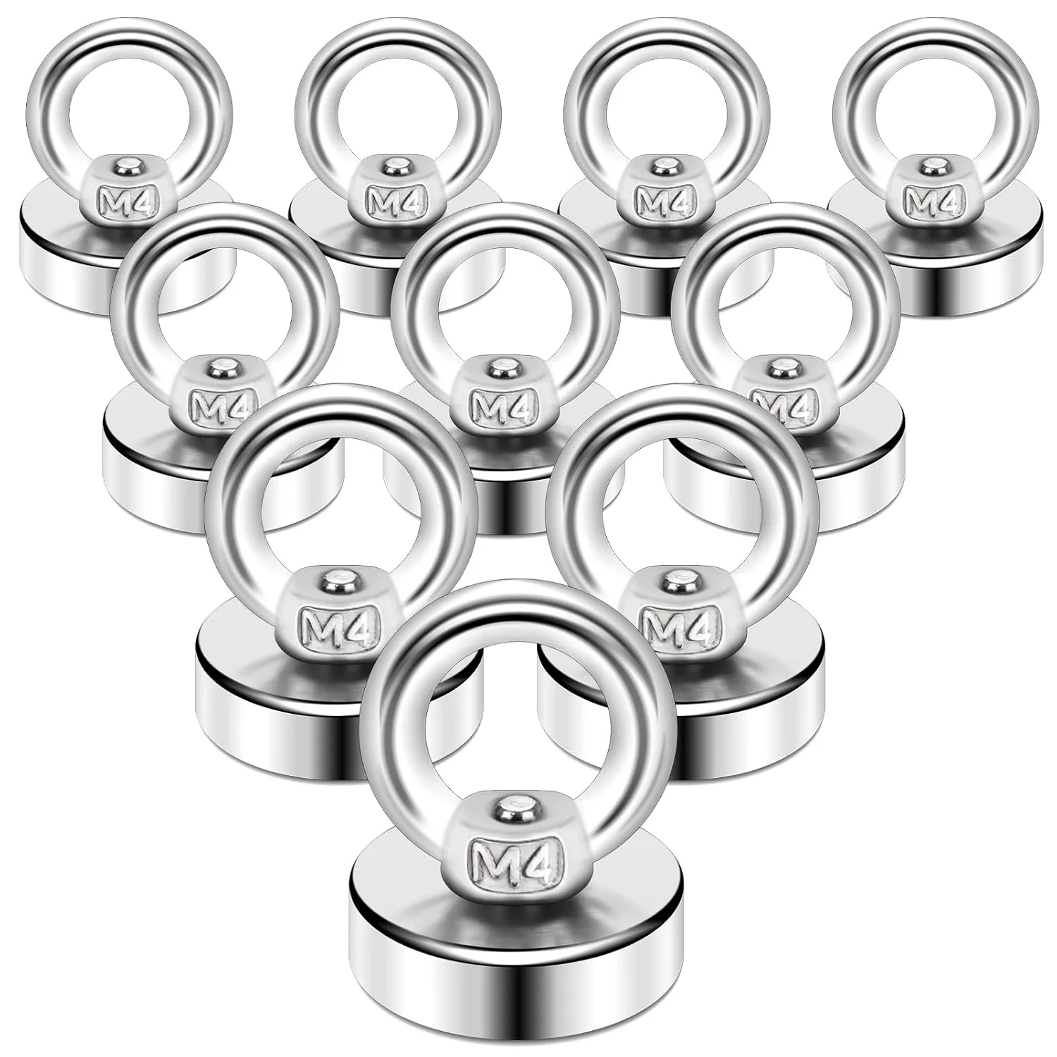 DIYMAG Magnetic Hooks, Heavy Duty Rare Earth Neodymium Magnet Hooks with Countersunk Hole Eyebolt for Home, Kitchen, Workplace, Office and Garage, Pack of 10