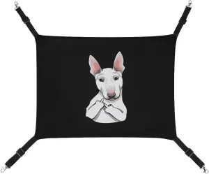 Dog Bull Terrier with Middle Finger Cat Hanging Hammock Soft Breathable Pet Cage Dog Hammock with Adjustable Straps and Metal Hooks