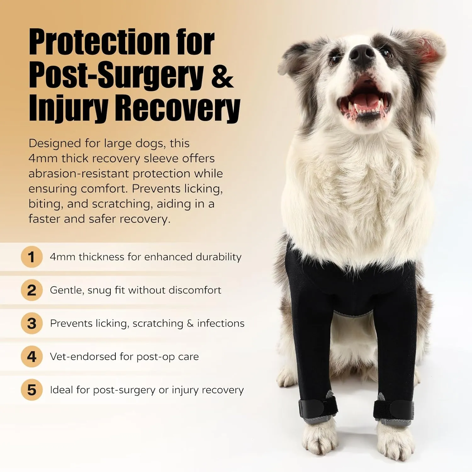 Dog Recovery Suit, Medical Cone Alternative, Abrasion Resistant Dog Recovery Sleeve, Washable 3mm Thick and Waterproof, Pet Wounds Prevent Licking, Bite, Being Wet, and Keep Dry