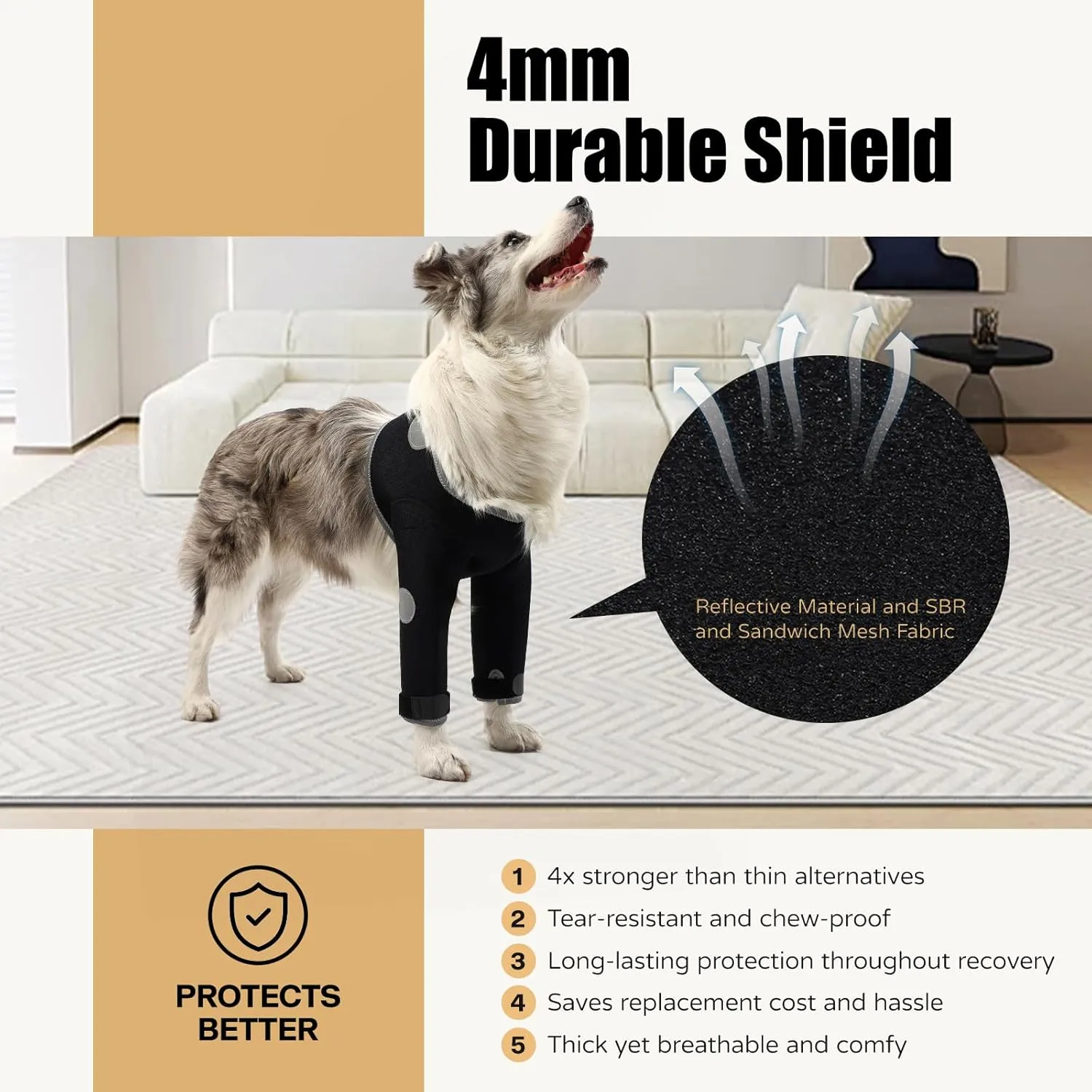 Dog Recovery Suit, Medical Cone Alternative, Abrasion Resistant Dog Recovery Sleeve, Washable 3mm Thick and Waterproof, Pet Wounds Prevent Licking, Bite, Being Wet, and Keep Dry