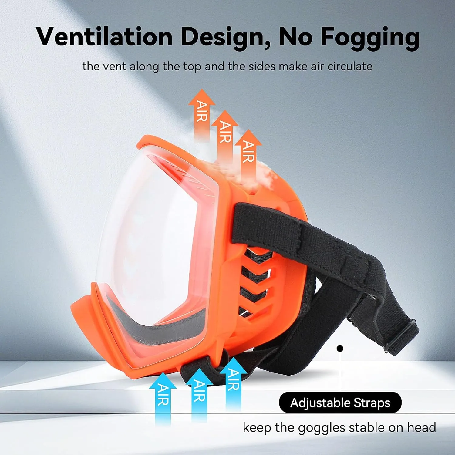 Dog Sunglasses UV Protection Clear Dog Goggles Windproof Glasses with Elastic Straps for Medium-Large Breed, Orange Frame   Clear Lens