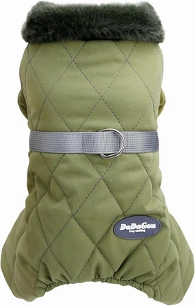 Dog Coat Jacket Windproof Cold Weather Coat 4 Legs Warm Dog Jumpsuit Winter Thick Clothes Snow Proof Coat Cotton Dog Coat for Small Dog Medium Dog Cat Green XL