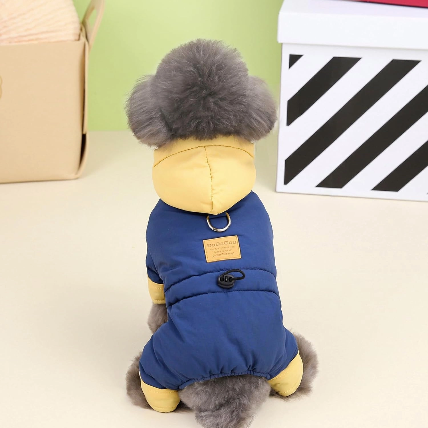 Dog Coat Windproof Jacket Cold Weather Coat 4 Legs Warm Dog Jumpsuit Winter Thick Coat Snow Proof Clothes Cotton Dog Coat for Small Dog Medium Dog Cat Blue L