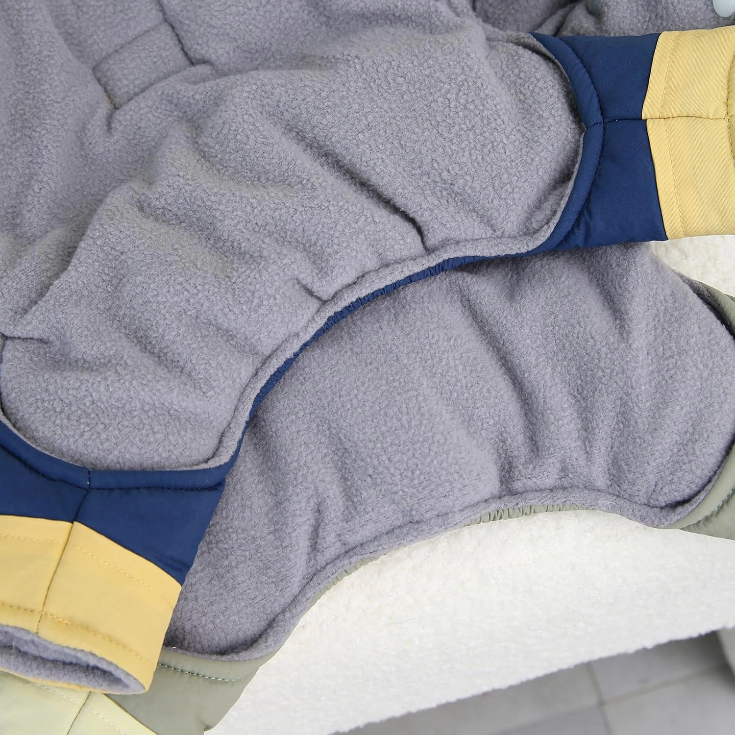 Dog Coat Windproof Jacket Cold Weather Coat 4 Legs Warm Dog Jumpsuit Winter Thick Coat Snow Proof Clothes Cotton Dog Coat for Small Dog Medium Dog Cat Blue L