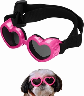 Dog Heart Shaped Goggles Wind-Resistant – Stylish Cute UV Protection Sunglasses for Outdoor Riding and Walking (Pink)