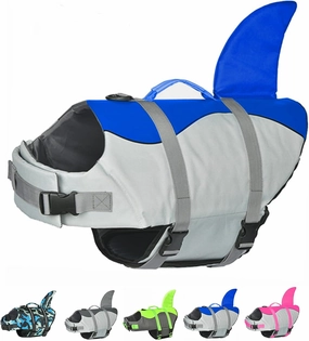 Doglay Dog Life Jacket, Ripstop Cute Shark Dog Life Jacket with Superior Buoyancy and Rescue Handle, Adjustable Dog Life Vests for Swimming Boating, Pet Flotation Vest for Small Medium Large Dogs