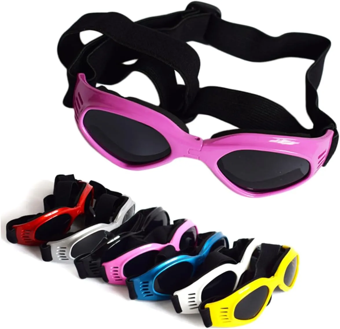 DOITOOL 3pcs Adjustable Straps Dog Sunglasses Fashion-Forward Uv Blocking Windproof Water-Resistant for Medium Breeds
