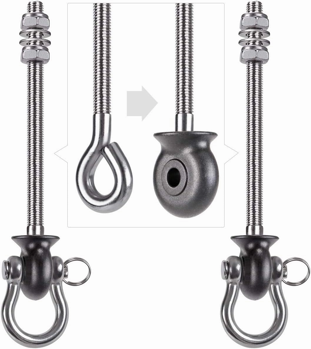 Dolibest Set of 2 Permanent Antirust Stainless Steel 304 Heavy Duty Swing Hangers, 1800LB Capacity, Wood and Steel Beam Yoga Hammock Chair Punching Bag Porch Swing Sets,180° Swing, 7.67‘’
