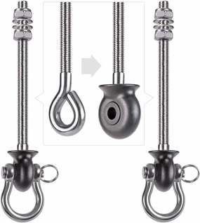 Dolibest Set of 2 Permanent Antirust Stainless Steel 304 Heavy Duty Swing Hangers, 1800LB Capacity, Wood and Steel Beam Yoga Hammock Chair Punching Bag Porch Swing Sets,180° Swing, 7.67‘’