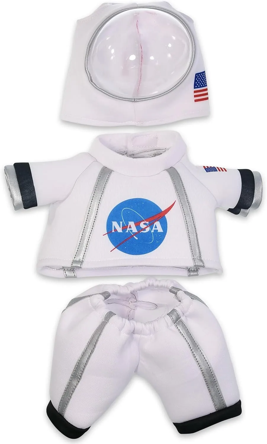 DolliBu Astronaut Dress Up Set for Teddy Bear Plush Toy - Astronaut Stuffed Animal Costume Outfit with Jacket, Helmet with Holes, and Pants, Create NASA Space Toys for Kids with Dress Up Set - Large