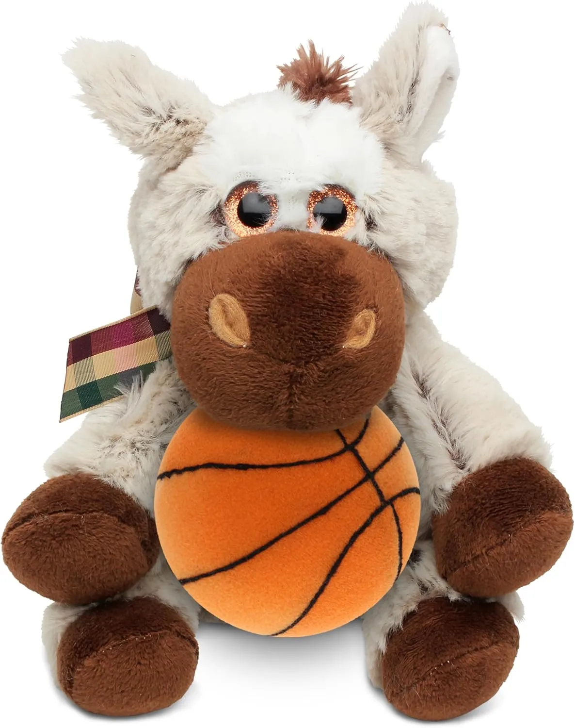 DolliBu Donkey Stuffed Animal with Basketball Plush - Soft Huggable Donkey, Adorable Playtime Plush Toy, Personalized Plush Doll Animal Toy for Kids and Adults - 7 Inch