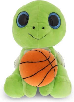 DolliBu Green Sea Turtle Stuffed Animal with Basketball Plush - Soft Huggable Sea Turtle, Adorable Plush Toy, Personalized Plush Doll Animal Toy for Kids and Adults - 10 Inch