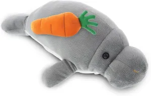DolliBu Happy Easter Super Soft Plush Grey Manatee with Carrot - Cute Stuffed Animals with Carrot Plush Toy, with Name Personalization, Spring Easter Plush Animal - 15 Inch