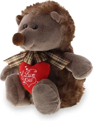DolliBu I Love You Valentine Plush Hedgehog with Ribbon - Cute Stuffed Animal with Red Heart and Name Personalization Gift for Valentines Day, Birthday, Anniversary - 9 Inches