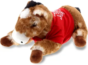 DolliBu I Love You Valentine Plush Lying Brown Horse - Cute Stuffed Animal with Red Shirt and Name Personalization Gift for Valentines Day, Birthday, Anniversary, Romantic Date - 10.5 Inches