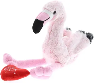 DolliBu I Love You Valentine Plush Pink Flamingo - Cute Soft Cuddly Stuffed Animal with Red Heart Gift for Valentines Day, Birthday Present, Anniversary, Romantic Date - 10 Inches