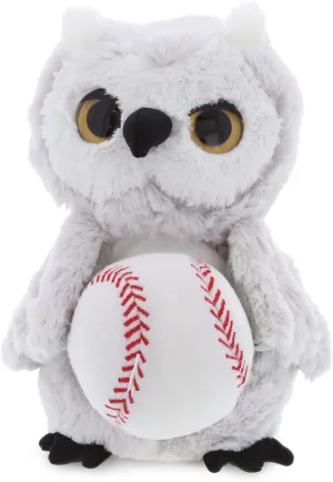 DolliBu Owl Stuffed Animal with Baseball Plush - Soft Huggable Owl, Adorable Playtime Owl Plush Toy, Cute Wildlife Bird Gift for Kids and Adults - 8.5 Inches
