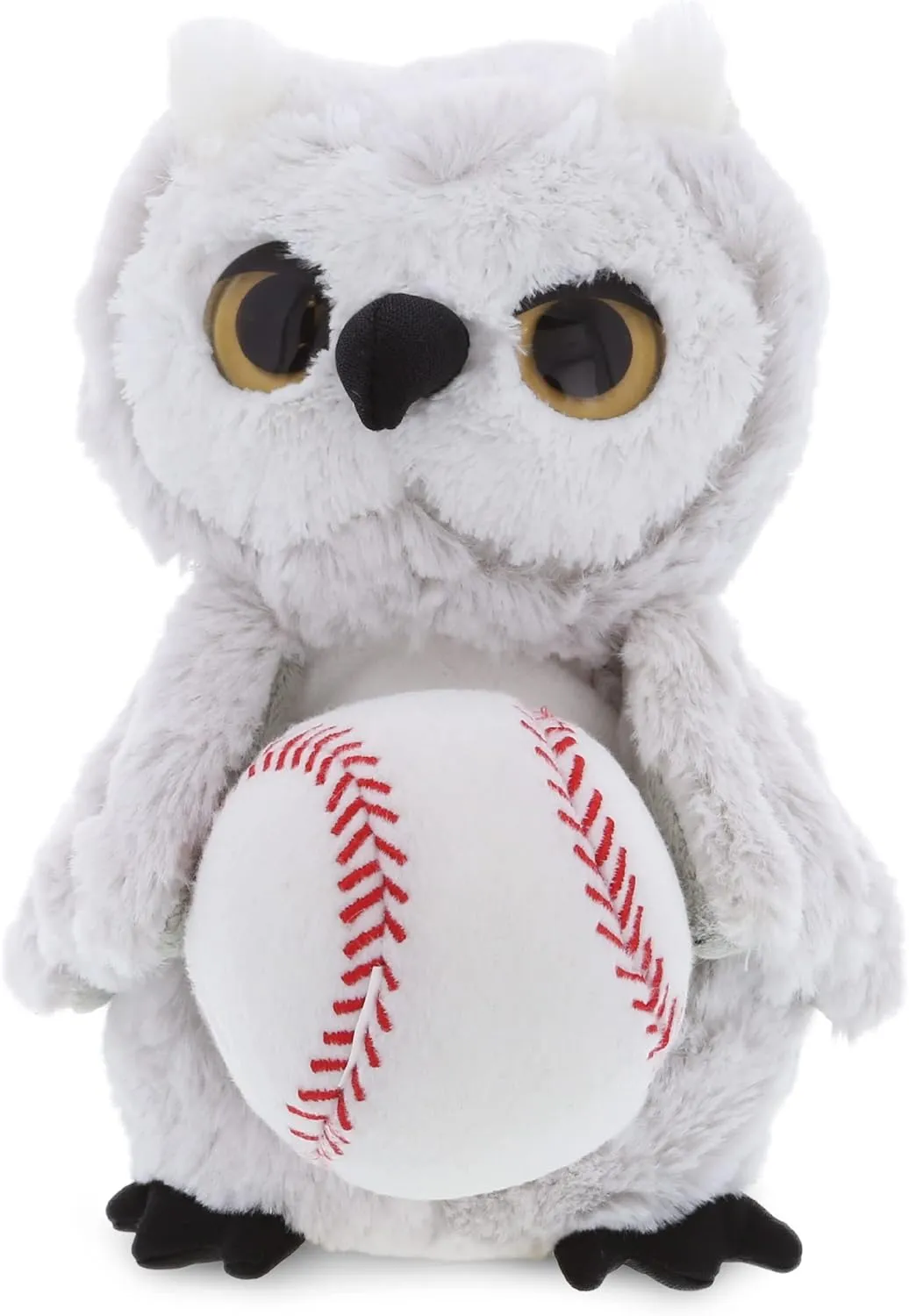 DolliBu Owl Stuffed Animal with Baseball Plush - Soft Huggable Owl, Adorable Playtime Owl Plush Toy, Cute Wildlife Bird Gift for Kids and Adults - 8.5 Inches