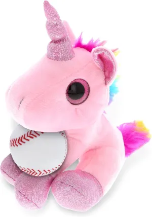 DolliBu Pink Unicorn Stuffed Animal with Baseball Plush - Soft, Huggable, Great Gifts for Kids Who Love Baseball, Cute Fantasy Animal Plush with Plush Baseball Toy for Kids, Adults - 8 Inches