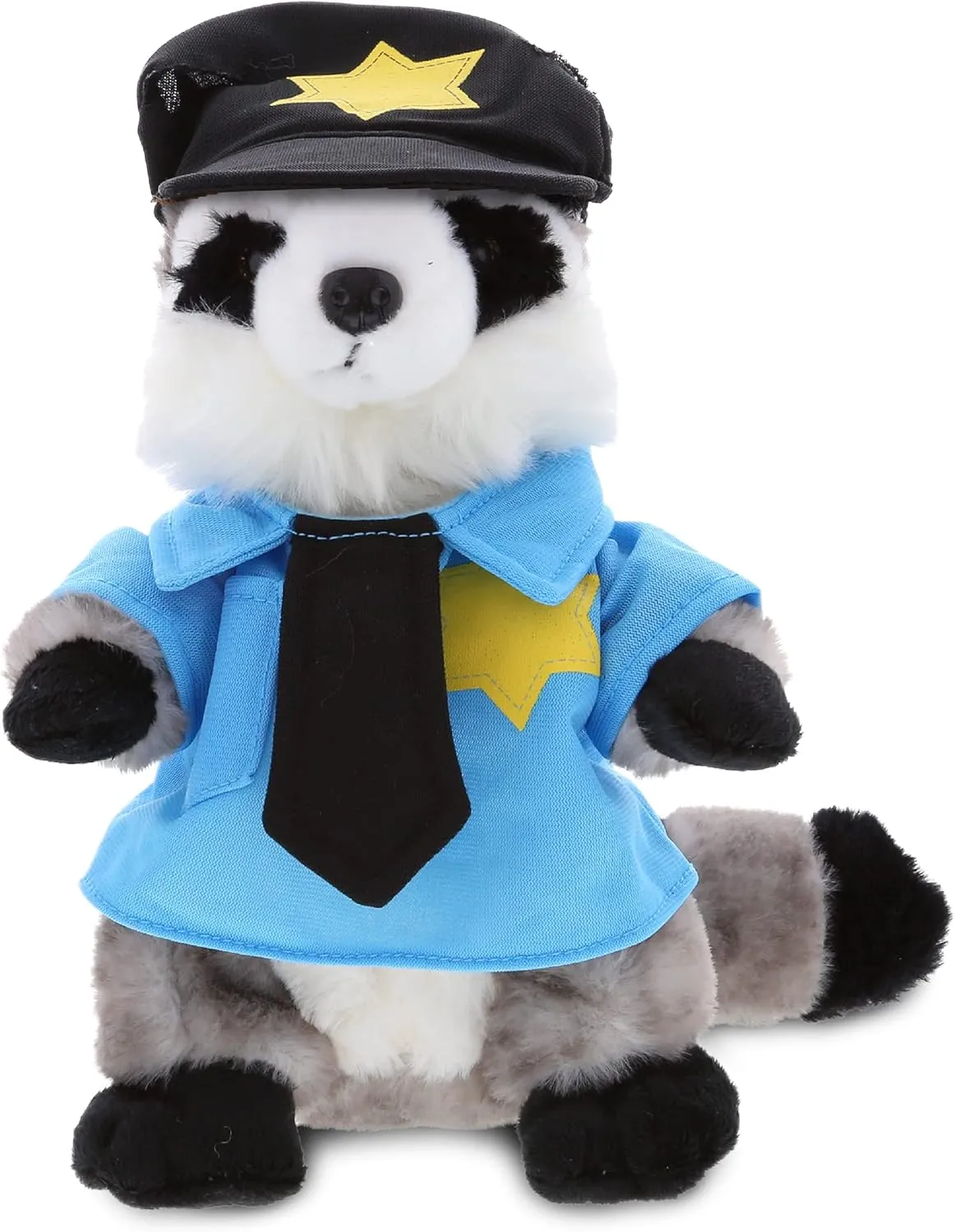 DolliBu Raccoon Police Officer Plush Toy - Super Soft Grey Raccoon Cop Stuffed Animal Dress Up with Cute Cop Uniform and Cap Outfit Gift for Law Enforcement - 9 Inches