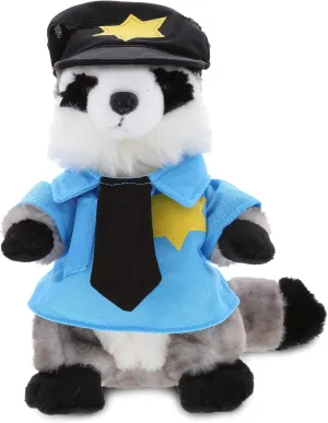 DolliBu Raccoon Police Officer Plush Toy - Super Soft Grey Raccoon Cop Stuffed Animal Dress Up with Cute Cop Uniform and Cap Outfit Gift for Law Enforcement - 9 Inches
