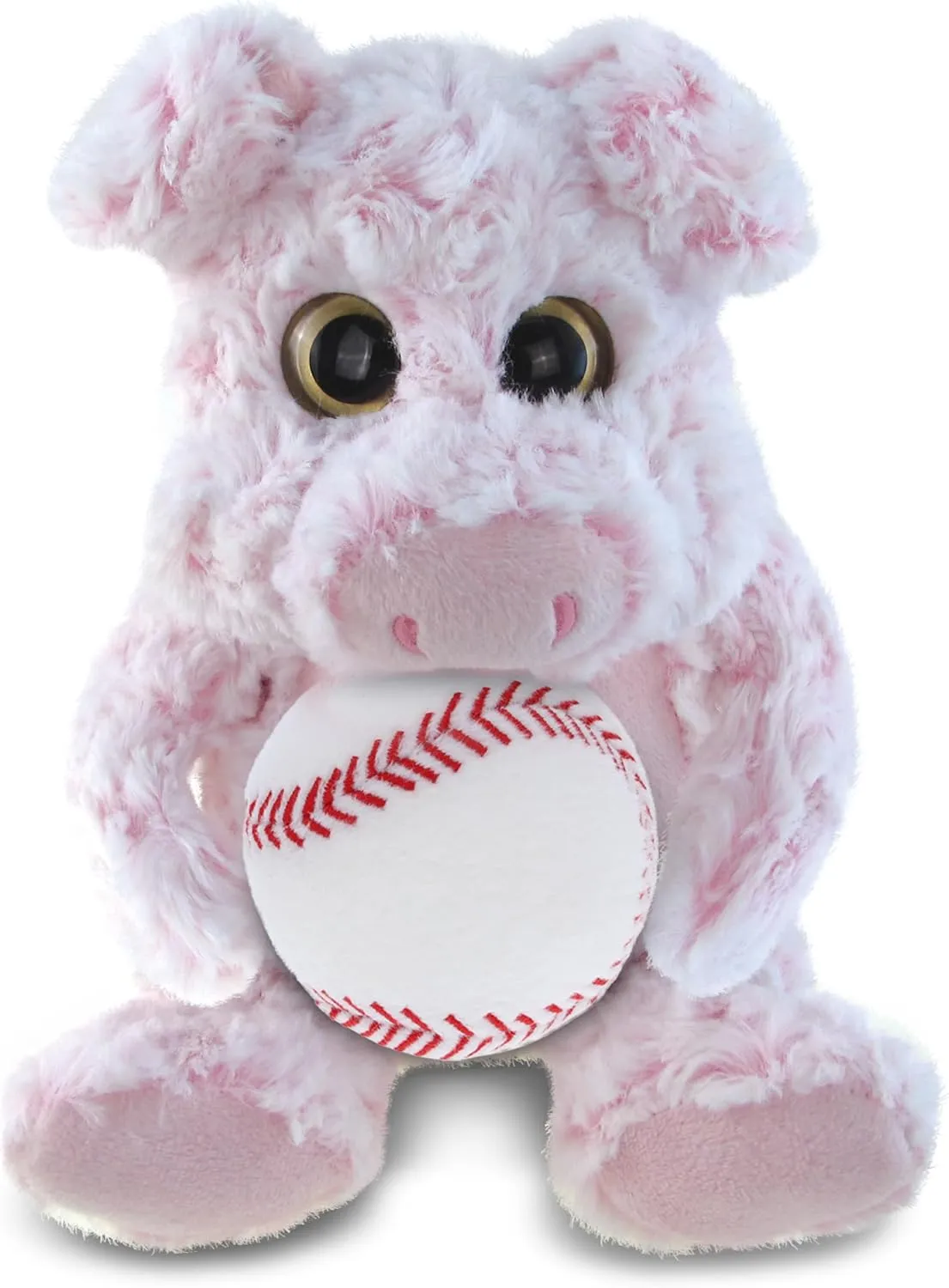 DolliBu Sitting Pig Stuffed Animal with Baseball Plush - Soft Huggable Pig, Adorable Playtime Plush Toy, Super Soft Plush Doll Animal Toy for Kids and Adults - 9 Inch