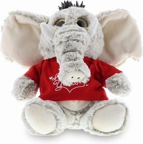 DolliBu I Love You Valentine Plush Sitting Elephant - Cute Stuffed Animal with Red Shirt and Name Personalization Gift for Valentines Day, Birthday, Anniversary - 6.5 Inches