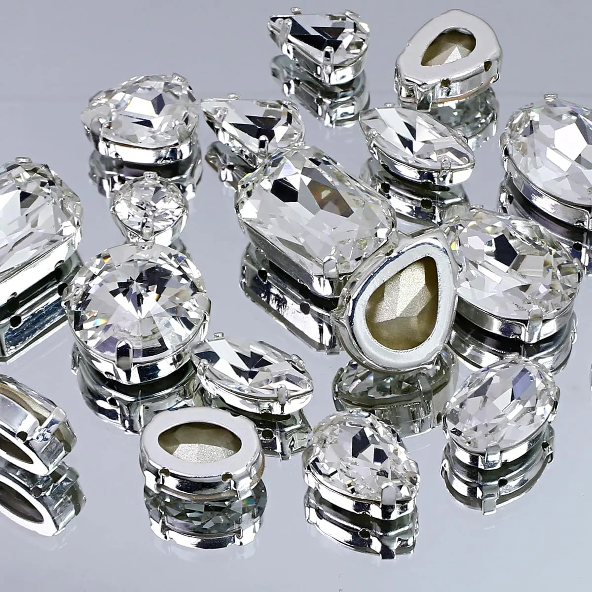DONGZHOU Sew on Rhinestones Fancy Stone Crystals Sew On Glass Rhinestone Metal Claw Setting Sewing Rhinestone Crystal Glass gems for Jewelry Making, Clothes, Garments, Dress, Earring, Belt and Shoes