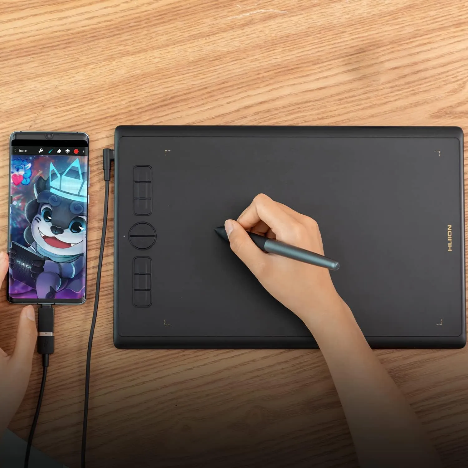 Drawing Tablet HUION Inspiroy H610X 10x6 inch Large Graphics Tablet with Battery-Free Stylus for Digital Art & Graphic Design, Compatible with Mac, Windows PC, Linux & Android