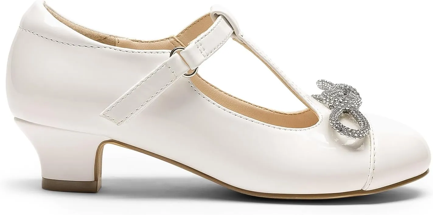 DREAM PAIRS Girls Dress Shoes Mary Jane Heel T-Strap Party Flower Wedding Princess Pumps for Little Big Kid