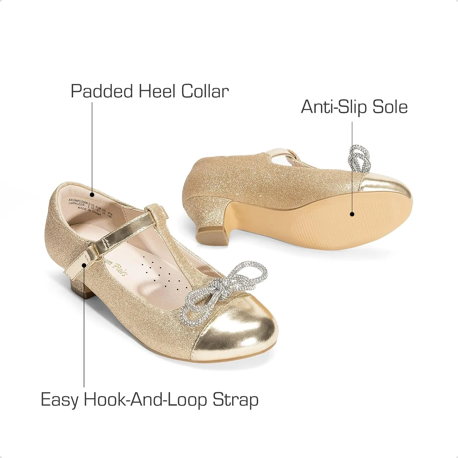 DREAM PAIRS Girls Dress Shoes Mary Jane Heel T-Strap Party Flower Wedding Princess Pumps for Little Big Kid