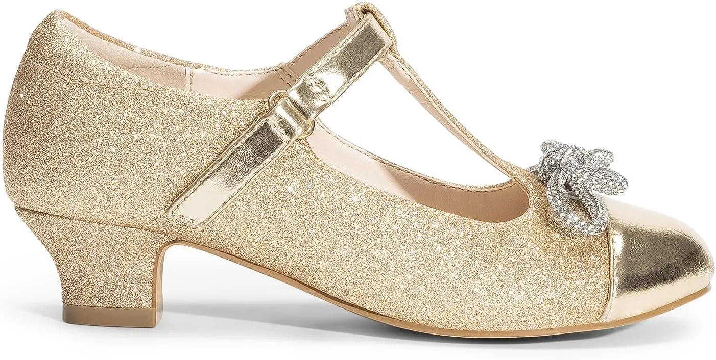 DREAM PAIRS Girls Dress Shoes Mary Jane Heel T-Strap Party Flower Wedding Princess Pumps for Little Big Kid