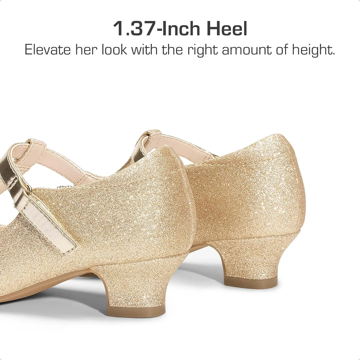 DREAM PAIRS Girls Dress Shoes Mary Jane Heel T-Strap Party Flower Wedding Princess Pumps for Little Big Kid