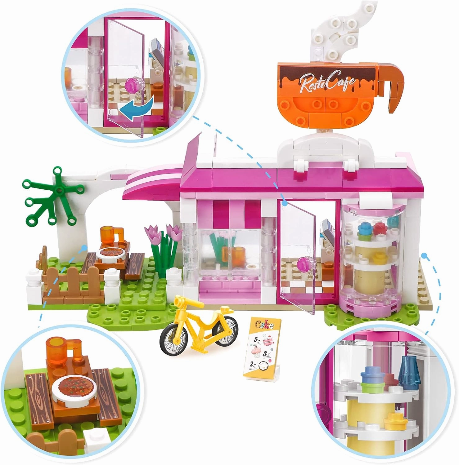 Dream Girls Friends City Café Building Toys Sets Role Play Coffee Shop Playset 240 Pieces Creative Coffee House Building Kit for Kids Aged 6-12