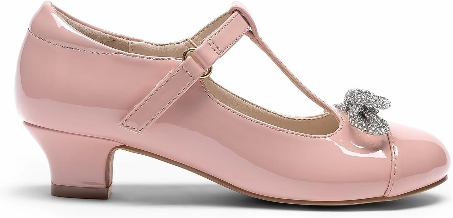 DREAM PAIRS Girls Dress Shoes Mary Jane Heel T-Strap Party Flower Wedding Princess Pumps for Little Big Kid