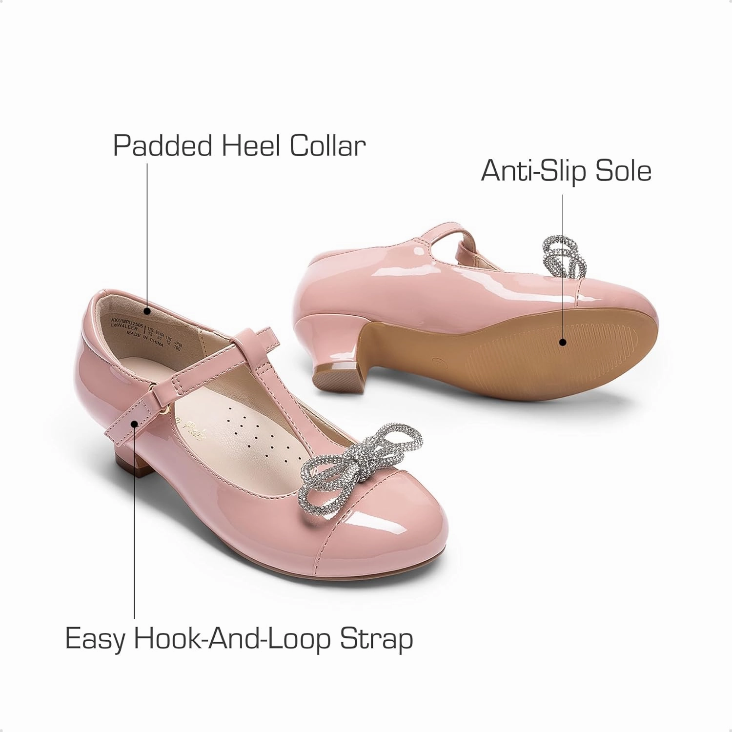 DREAM PAIRS Girls Dress Shoes Mary Jane Heel T-Strap Party Flower Wedding Princess Pumps for Little Big Kid
