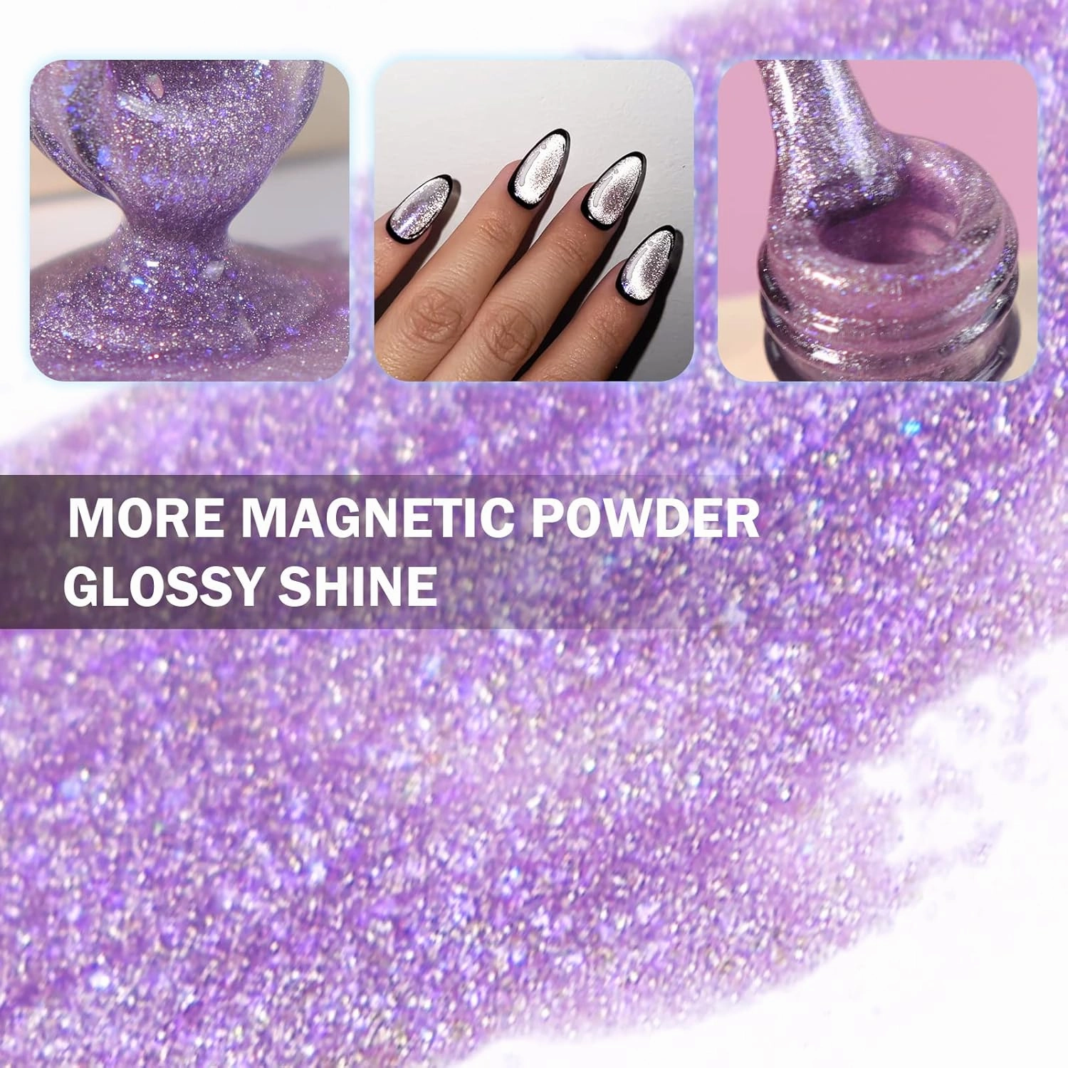 Dreamland Cat Eye Gel Polish Set 6 Colors with FREE Base Top Coat, Glitter Auroa Gel Polish with Magnet, Salon Quality Soak off UV Light Gel Nail Polish Set