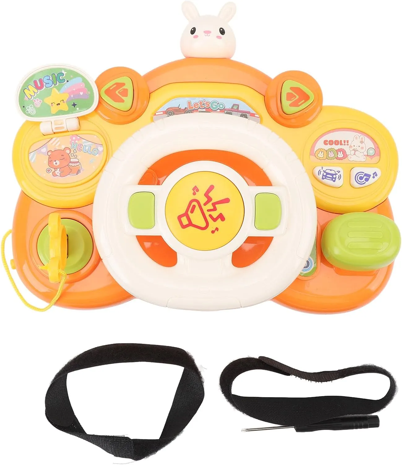 Driving Toy Child, Musical Steering Wheel Toy Hand Coordination Sound (Bunny)