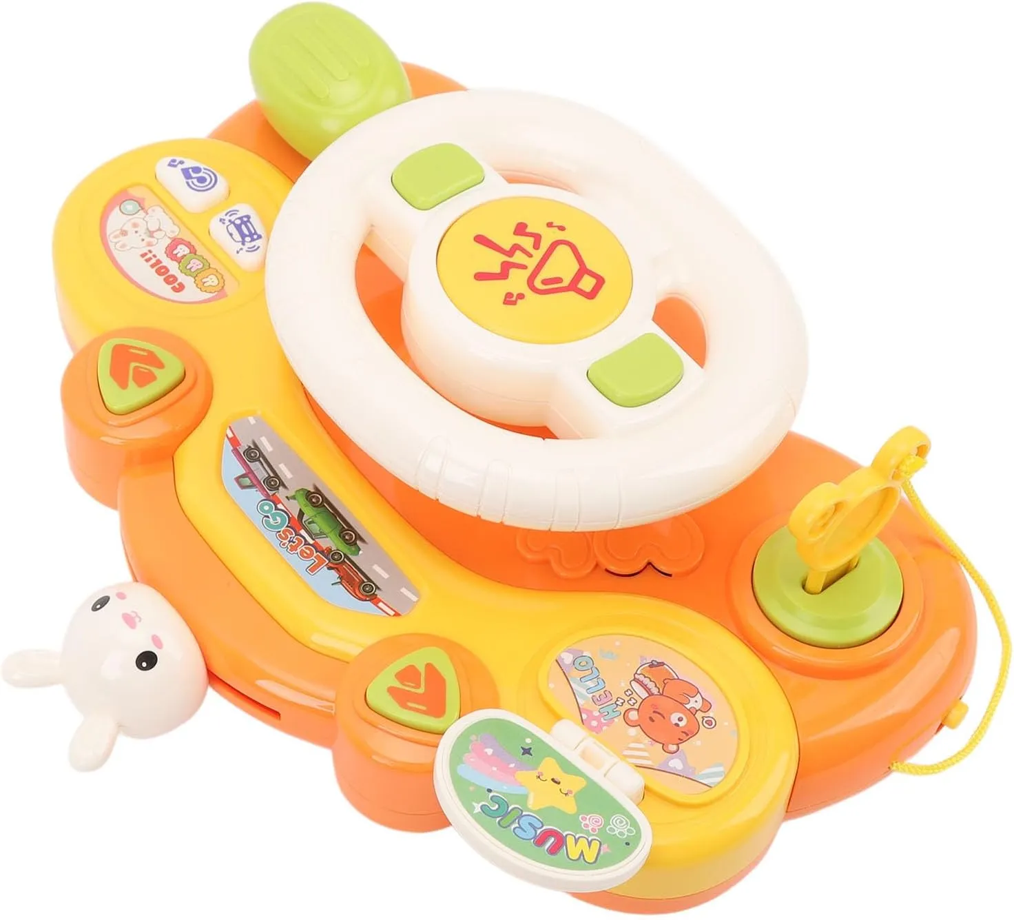 Driving Toy Child, Musical Steering Wheel Toy Hand Coordination Sound (Bunny)