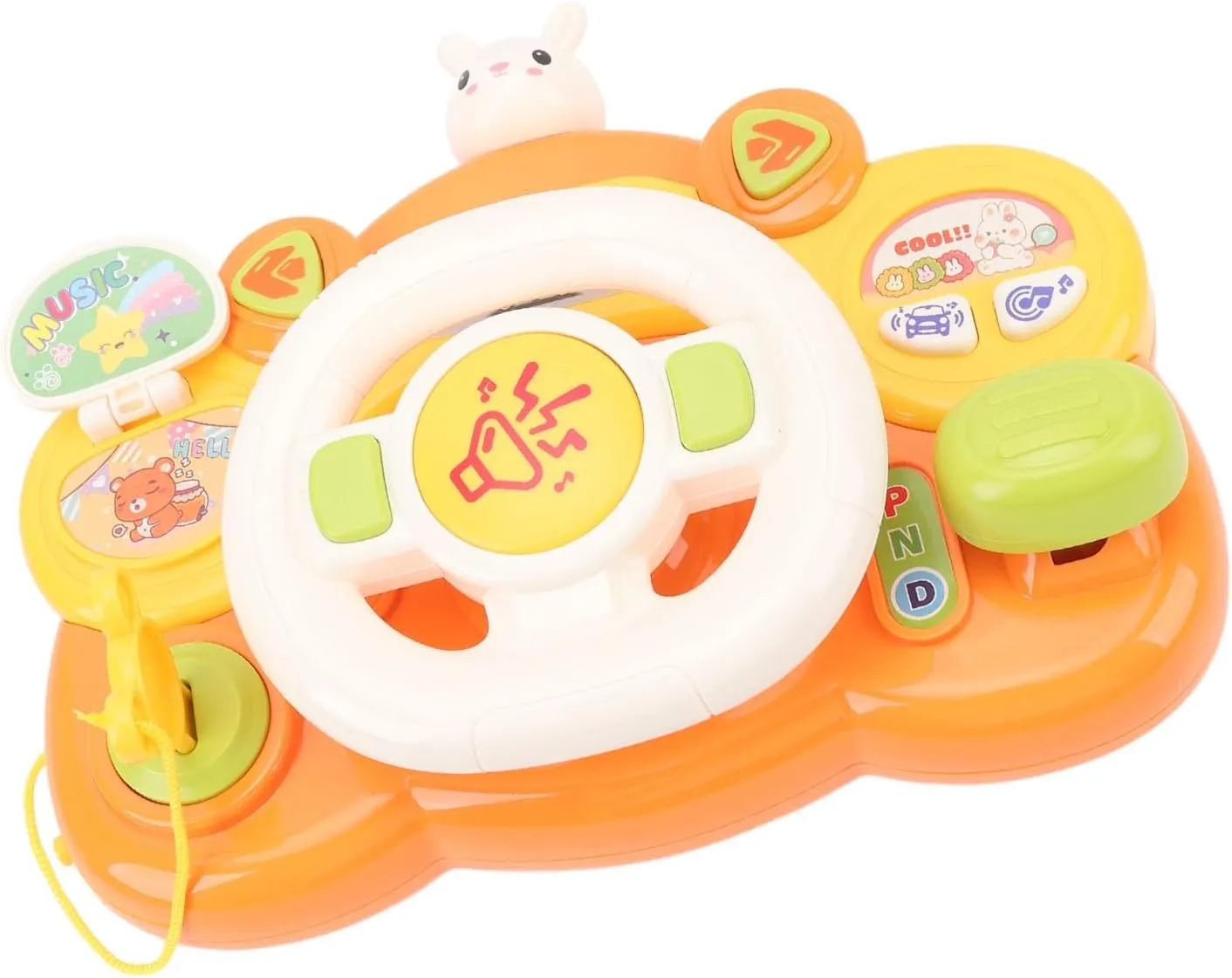 Driving Toy Child, Musical Steering Wheel Toy Hand Coordination Sound (Bunny)