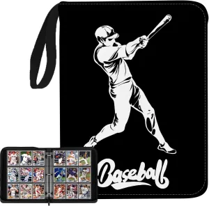 Durable Sports & Trading Card Binder – 900 Card Capacity Zippered Vinyl Album with 50 Double-Sided 9-Pocket Sleeves & Carry Strap for Standard TCG & Sports Collectible Cards