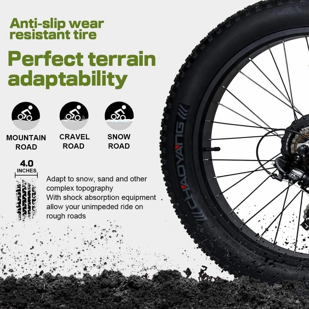 ECOTRIC Coolboy Electric Bike 26" Fat Tire 750W Electric Mountain Bike 48V 12.5AH Removable Large Battery Adult Electric Bicycles Beach Snow Mountain Bike Dual Shock Absorber & Shimano 7-Speed