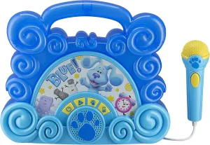 eKids Blues Clues Toy Sing Along Boombox for Kids, Musical Toy for Toddlers, Kids Boombox with Microphone and Built-in Music, Connects to Mp3 Player Aux in Audio Device
