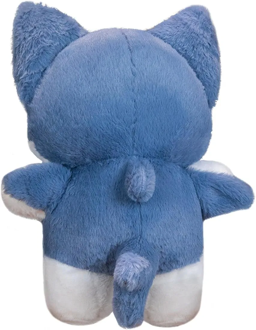ELAINREN Ultra-Soft Stuffed Kitten with Shark Tail,Cuddle Shark Cat Plush Pillow Furry Kawaii Kitty Shark Plush Toy Gifts/13.7''