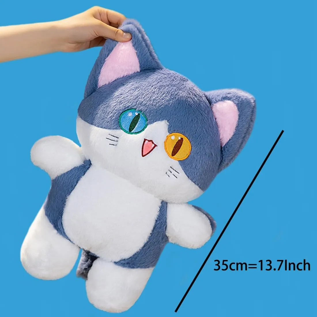 ELAINREN Ultra-Soft Stuffed Kitten with Shark Tail,Cuddle Shark Cat Plush Pillow Furry Kawaii Kitty Shark Plush Toy Gifts/13.7''