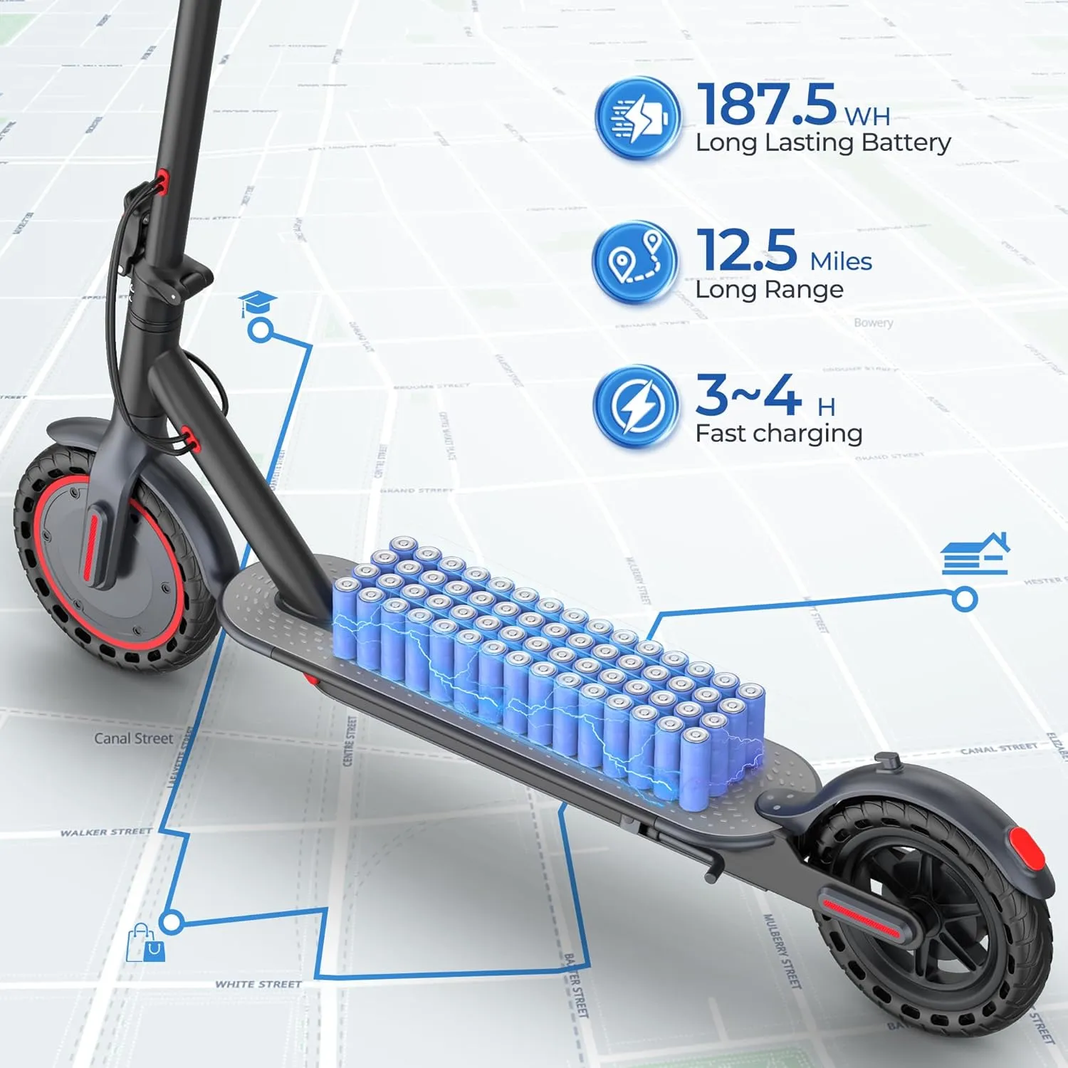 Electric Scooter, 8.5" /10" /14" Tire, 16/19/22 Mph Top Speed, 12/22/27/28/49 Miles Long Range, Folding Escooter for Adults and Teens with Dual Braking,Dual Suspension, App