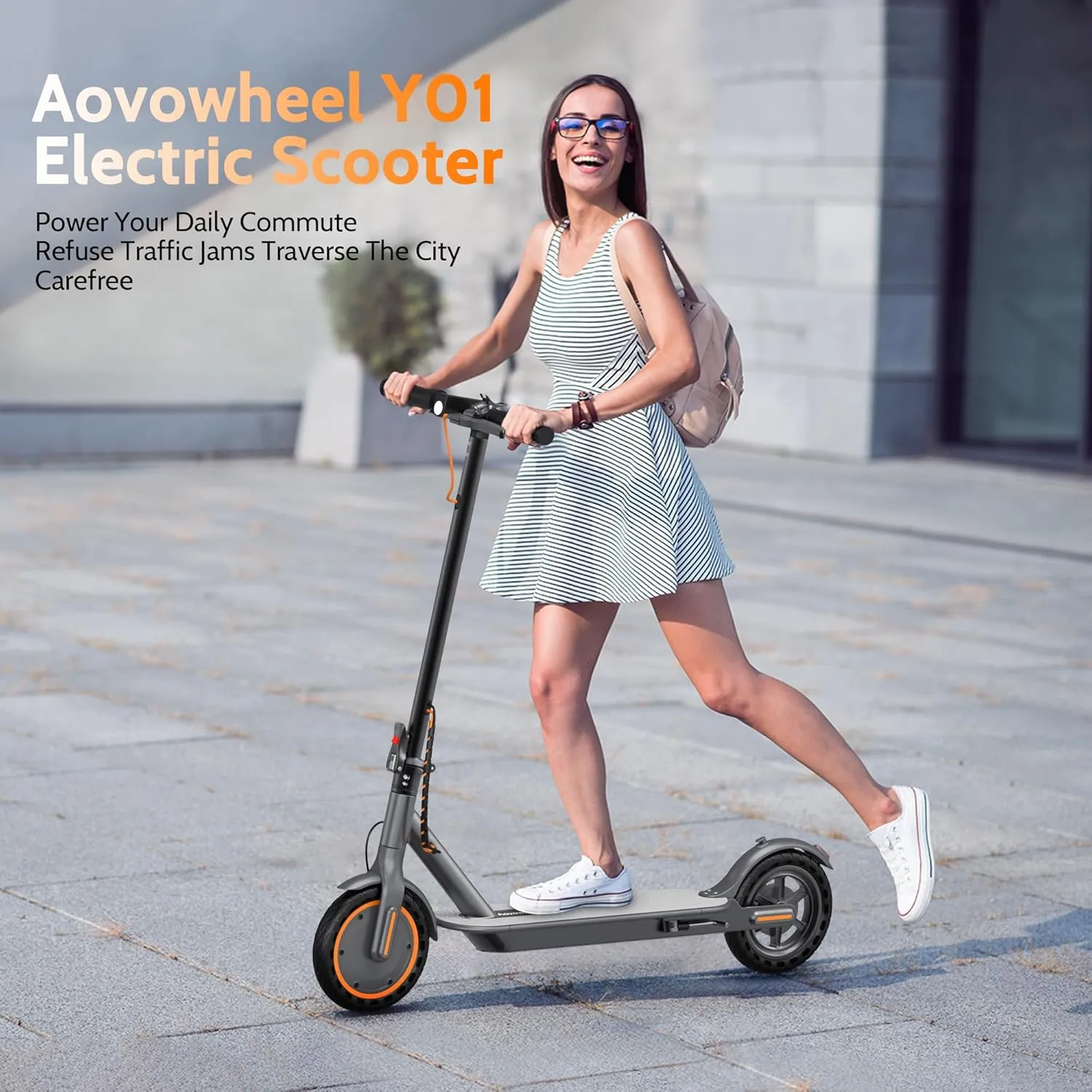Electric Scooter for Adults, Folding E Scooter with 350W/500W Motor 19/21 Mph Top Speed, Max 19-23 Miles Long Range, 8.5''/10'' Solid Tires Commuting Motorized Kick Scooters with Dual Brakes, APP
