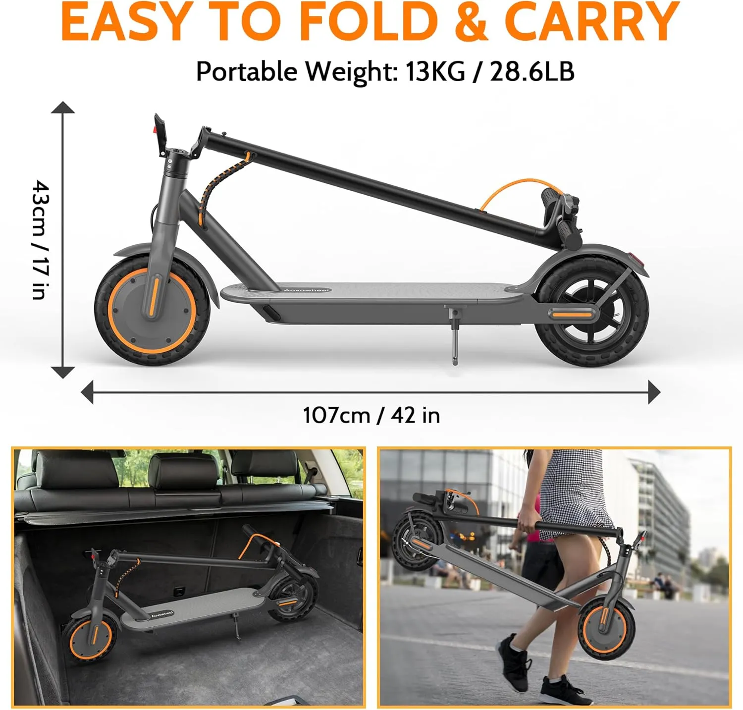 Electric Scooter for Adults, Folding E Scooter with 350W/500W Motor 19/21 Mph Top Speed, Max 19-23 Miles Long Range, 8.5''/10'' Solid Tires Commuting Motorized Kick Scooters with Dual Brakes, APP