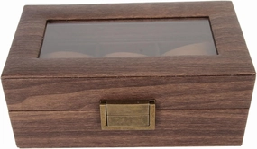 Elegant 3 Slot Watch Display, Detachable Pillows, Glass Cover, Wood Construction, Ideal for Home Decor and