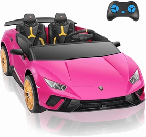 ELEMARA 2 Seater Ride on Toy for Big Kids,12V10Ah Lamborghini Ride On Car, 4.0 mph,Max 130lbs,Electric Car w/Remote, Kids' Electric Vehicles,3 Speeds,MP3,LED Light,Car for Kids to Drive 3-8,Rose Pink